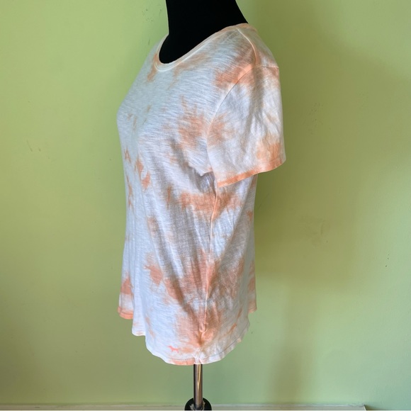 PINK VICTORIAS SECRET ORANGE WHITE TYE DYE T SHIRT SIZE XS - Picture 3 of 5